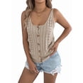 thumbnail image 2 of Women Knit Sweater Vest Tops Y2k Button Front V-Neck Sleeveless Crochet Going Out Tank Top Streetwear Khaki S, 2 of 9