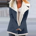 thumbnail image 2 of Dezsed Womens Sherpa Fleece Lined Winter Warm Jackets Stand Collar Button Up ThickOuterwear with Pockets Navy L, 2 of 6