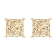 thumbnail image 3 of 3 ct Screw-Back Stud Earrings for Women | 6.5mm Princess Cut Natural Morganite | 18K Rose Gold, 3 of 5