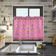 thumbnail image 4 of Yayeee Kitchen Curtains Tier Pair Light Filtering 27"x24" Rod Pocket Short Cafe Window Panel, Pink Doughnuts, 4 of 7