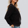 thumbnail image 3 of Women's Faux Fur Long Sleeve Casual Sherpa Zipper Clip Bomber Jacket, 3 of 20