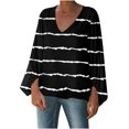 thumbnail image 1 of Blusa informal con cuello en V y manga larga abullonada estampada para mujer Fridja  czfsfas4751, 1 of 8