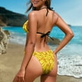 thumbnail image 5 of COEQINE Women's Tie Rope Bikini Padded Top 2 Piece Removable Pad Cheeky Mid Waist Bathing Suit Banana Allover Print Spandex Swimwear for Beach Water Activities, 2XL, 5 of 7