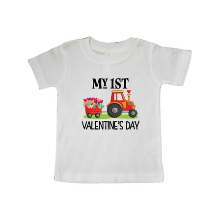 

Inktastic First Valentines Day Tractor Hearts Gift Baby Boy T-Shirt
