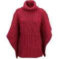 thumbnail image 4 of Aran Woollen Mills Patchwork Knitted Cape 100% Premium Soft Merino Wool Cowl Neck Women`s Poncho Made in Ireland | One Size, 4 of 4