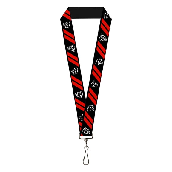 Dodge Lanyard, Demon Dodge Rhombus Hellcat Icons Black Red White, Elastic