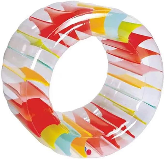 40 Inch Large Inflatable Water Wheel Roller Float Colorful Pool Float with Repair Patches for Family Indoor Outdoor Pool Lake Beach Backyard Lawn