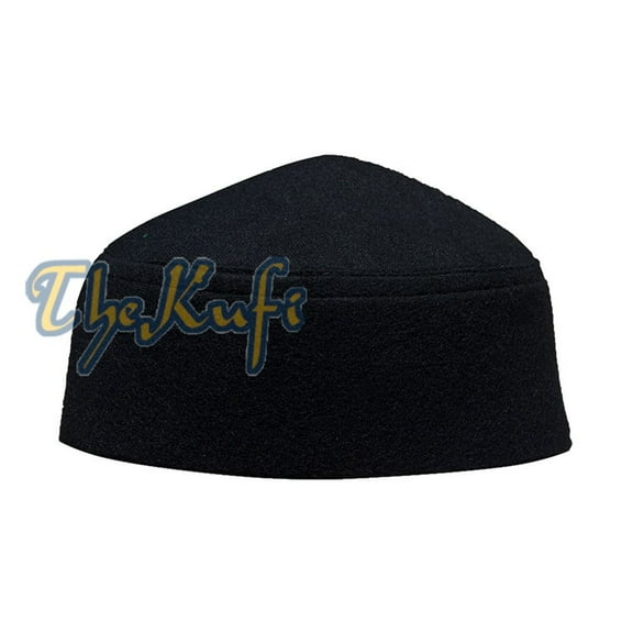 TheKufi® Black Moroccan Fez-style Muslim Kufi Hat Cap with Pointed Top (L)