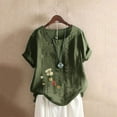 thumbnail image 2 of EQWLJWE Chemises pour Femmes Liquidation T-Shirts pour Femmes Manches Courtes Décontractées Col Rond Imprimé Ample Tunique Chemise Blouse Hauts, 2 of 5