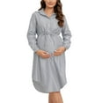thumbnail image 2 of Wancir Women's Lapel Collar Striped Maternity Dress Elegant Button Down Long Sleeve Tunic Dresses Pregnancy Clothes, 2 of 5