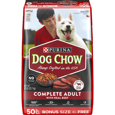 Purina Dog Chow Dry Dog Food, Complete Adult With Real Beef - 50 lb. (Best Tasting All Beef Hot Dogs)