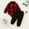 thumbnail image 6 of Younger Tree Infant Toddler Baby Boy Clothes Set Newborn Long Sleeve Flannel Plaid Bodysuit Pants Fall Winter Outfits for 12-18 Months, 6 of 9