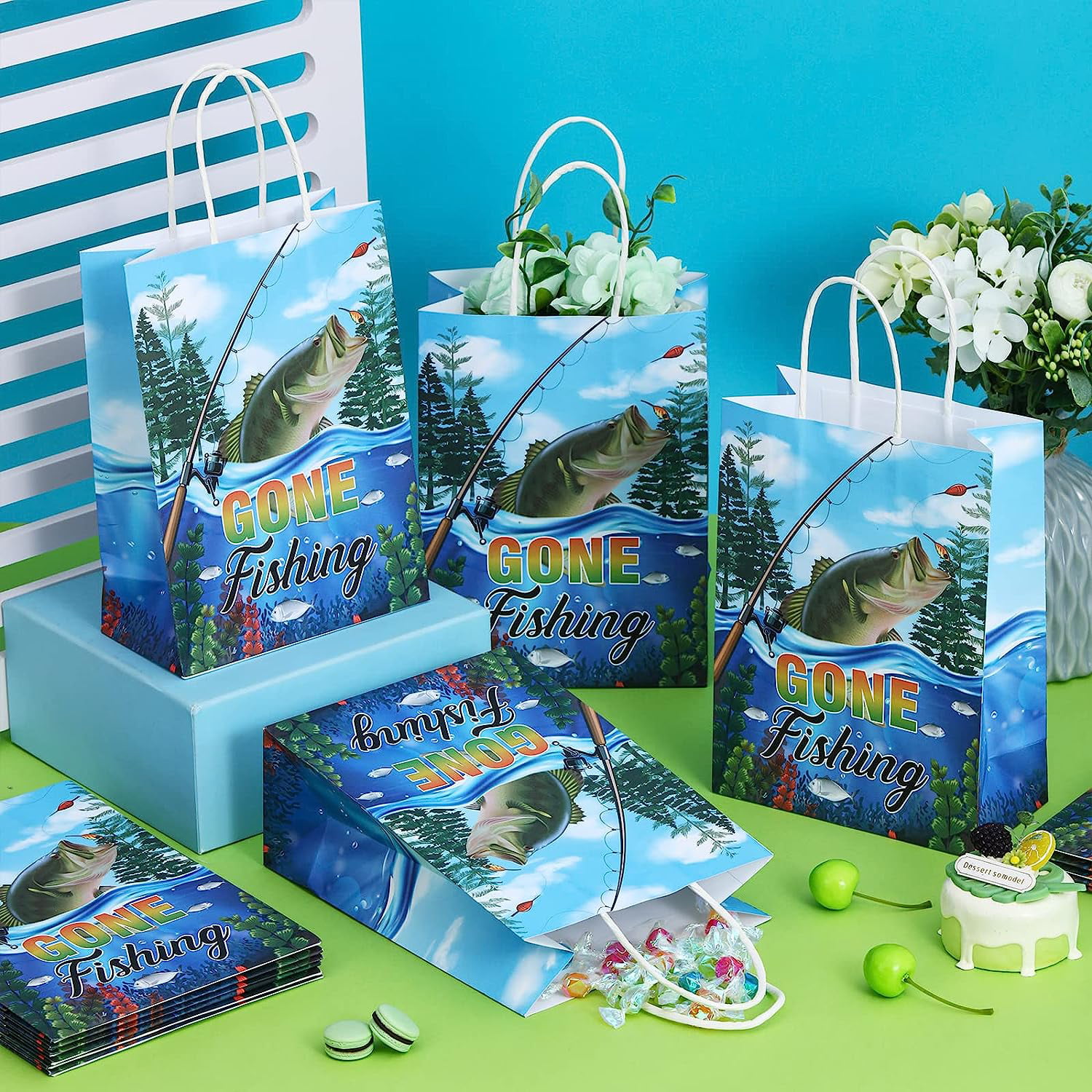 12pcs Fishing Party Gift Treat Boxes Gone Fishing Party Favors