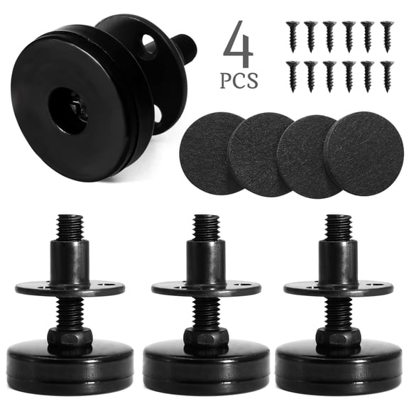 Style-Carry 4 Pack Heavy Duty Adjustable Leveling Feet, 3/8"-16 Thread Furniture Levelers with T-Nuts for Tables Cabinets Chairs, Black