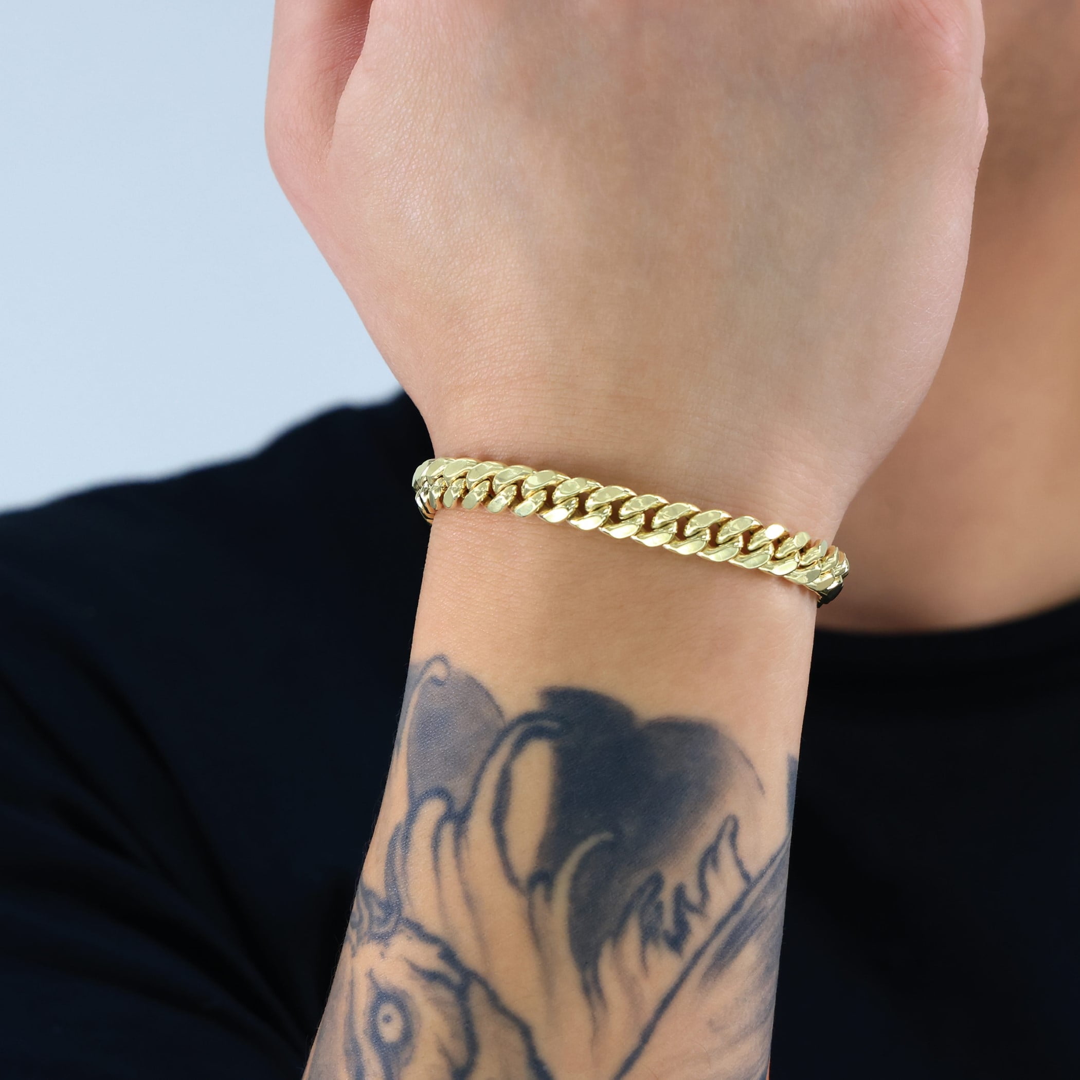 Nuragold 14K Real Yellow Gold Miami Cuban Link Chain Bracelet 7"-9" (3mm-12.5mm) Italian Jewelry for Men & Women