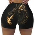 thumbnail image 2 of Picia Black And Gold Fire Dragon Printed Workout Shorts for Women Seamless Scrunch Butt Lifting High Waisted Yoga Gym Booty Running Moisture-wicking Short Pants-Medium, 2 of 9