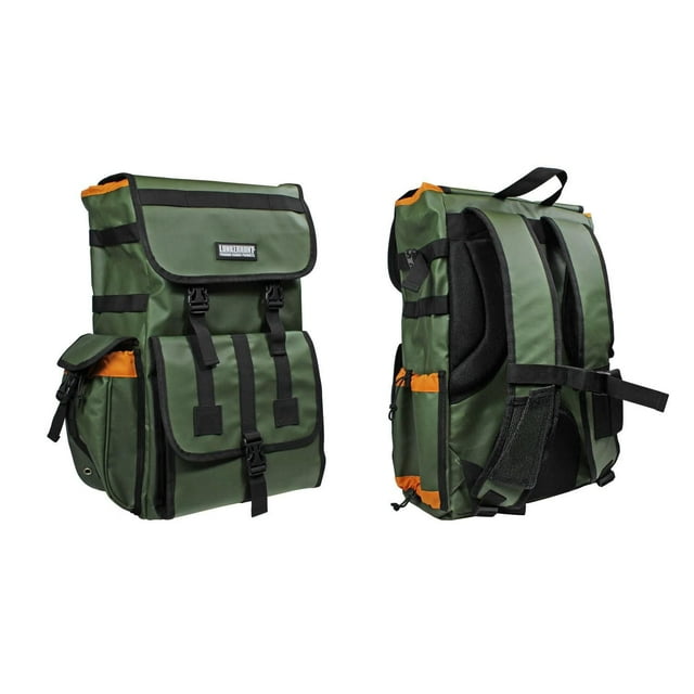 Lunkerhunt LTS Tackle Backpack, Green, 30L Capacity, Fishing Backpack with 3 Tackle Trays
