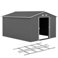 thumbnail image 1 of Outsunny 9' x 10.6' Garden Storage Shed w/ Steel Foundation Kit, Light Grey, 1 of 10