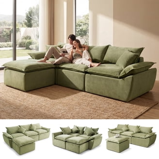 Aukfa 3-Piece Recliner Sofa Set, 6 Seat Sectional Couch with Cup