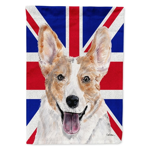 Cardigan Corgi with English Union Jack British Flag Garden Flag