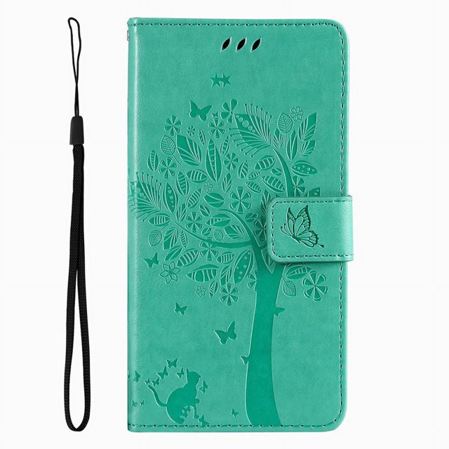 Wallet Case For Huawei P Smart 2018 2019 2020 2021 P8 P9 P20 P30 P40 Lite Pro 2017 Cute Cat Tree Card Slots Protect Cover D06F Green For P Smart 2021