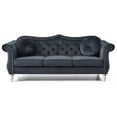 thumbnail image 2 of Passion Furniture Hollywood 82 in. Black Velvet Chesterfield 3-Seater Sofa with 2-Throw Pillow, 2 of 5