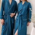 thumbnail image 3 of YueHuiYing Men's Long Sleeve Satin Sleep Robe Absorbent Dry Bathrobe Soft Home Lounge Pajama Robe, 3 of 4