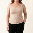 thumbnail image 2 of TZZQ Women's Plus Size Built-in Bra Tank Tops Summer Strechy Sleeveless Square Neck Tee Shirt Loose Fitted Double Layer T-Shirts Soft Basic Camisole Tops Athletic Workout Undershirts Beige Xxl, 2 of 7