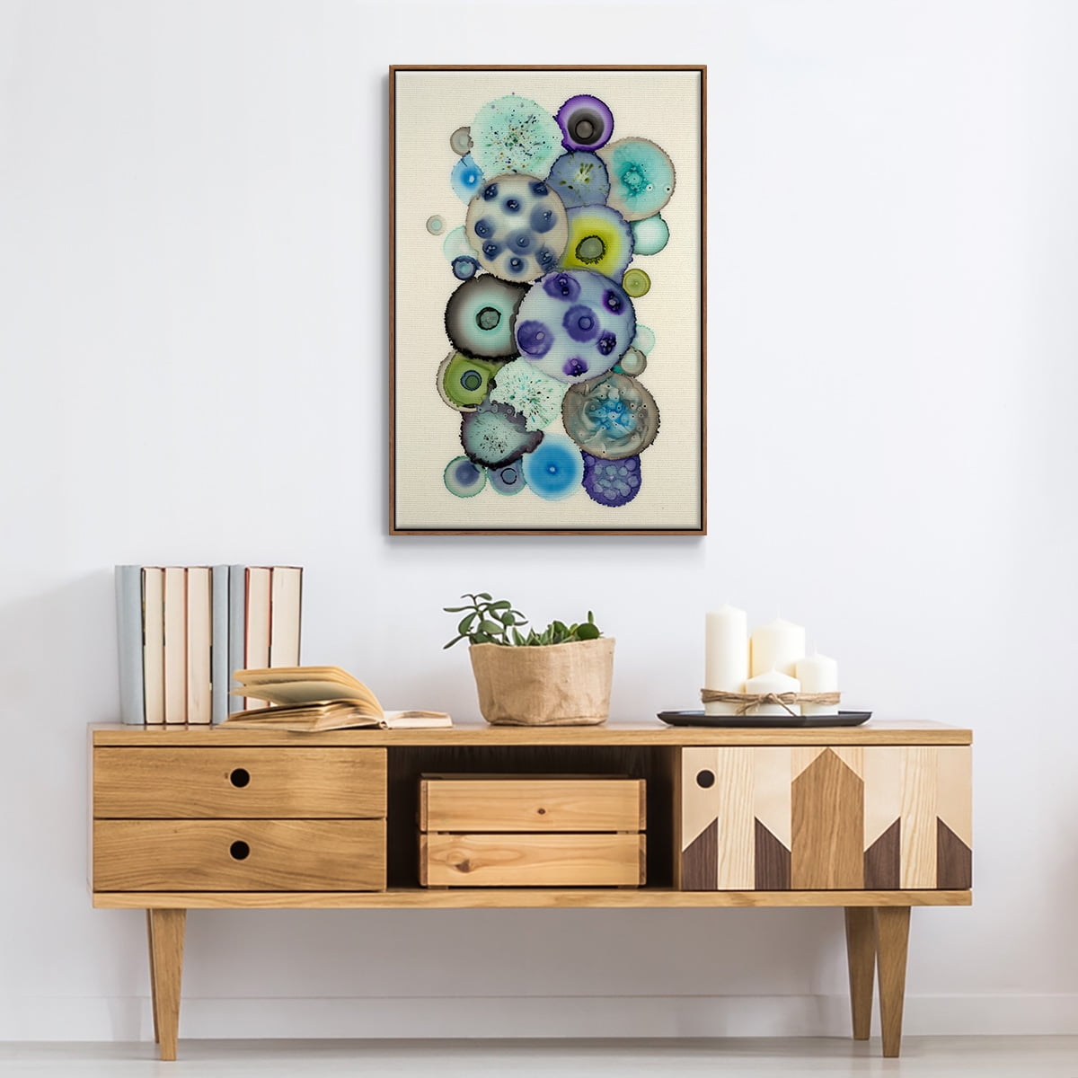 Geodes II Framed Premium Gallery Wrapped Canvas - Ready to Hang - 27 x 41 - Walnut Floating Frame