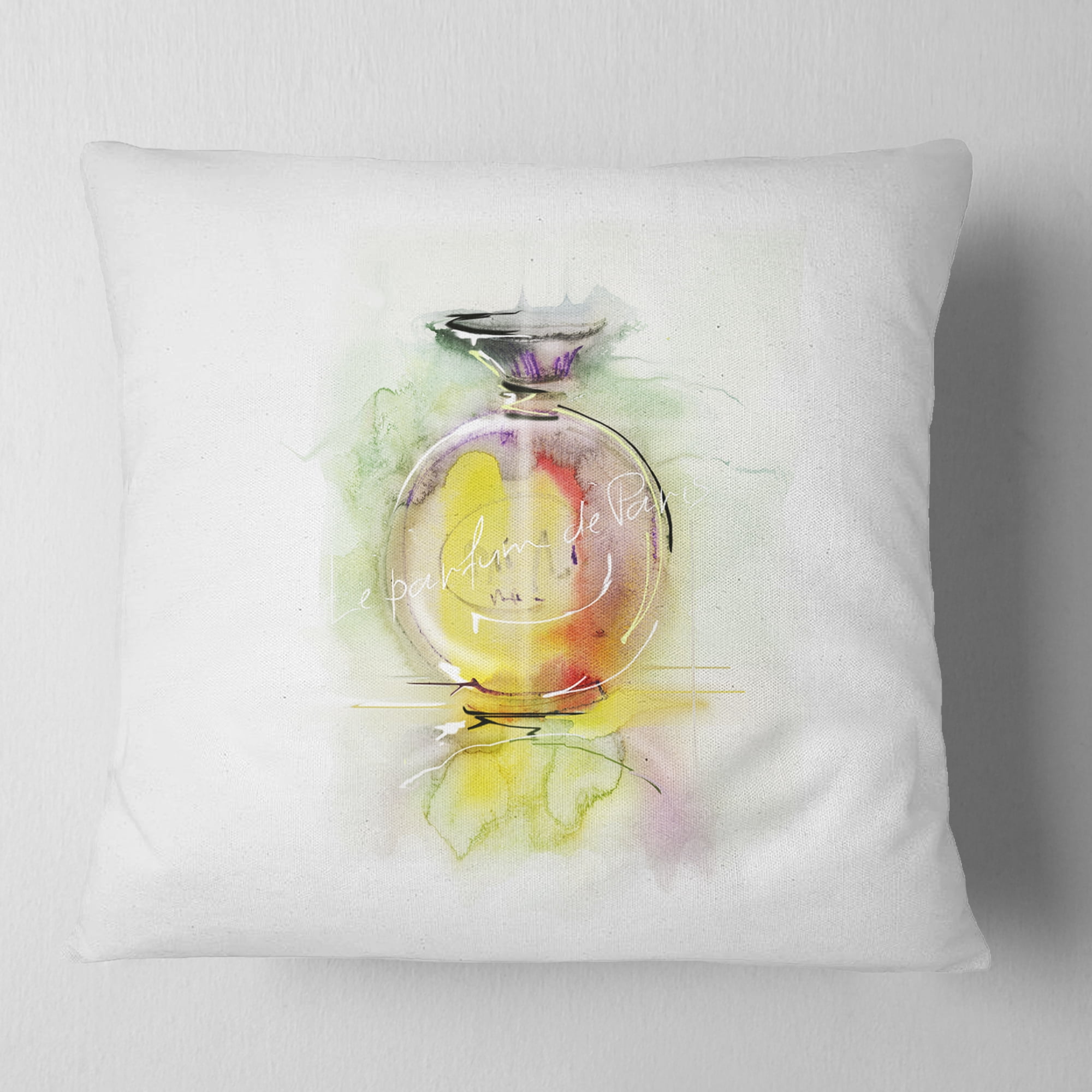 Designart Perfume Bottle Watercolor - Animal Throw Pillow - 16x16