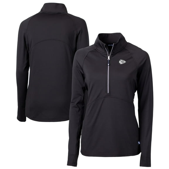 Women's Cutter & Buck  Black Kansas City Chiefs Adapt Eco Knit Stretch Recycled Half-Zip Pullover Top