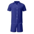 thumbnail image 4 of Baqcunre Track Suits For Men Set Men Spring Summer 2 Pieces Beach Short Sleeve Shirts & Shorts Pants Sets With Pockets Hawaiian Shirt For Men Tops For Men Navy M, 4 of 9