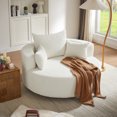 thumbnail image 4 of CASEMIOL 360° Swivel Accent Chair for Living Room, Modern Accent Chairs with 3 Removable Pillows, Round Barrel Sofa Chair with 36.5" Seat Depth, Comfy Reading Chair, Beige, 4 of 12