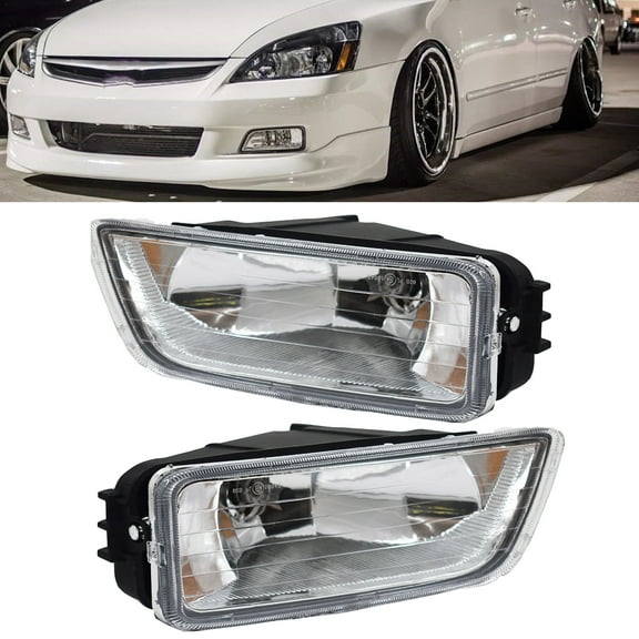 SEBLAFF 1 Pair of Clear Bumper Driving Fog Lights Assembly Left & Right Side Replacement for 2003-2007 Honda Accord 4-Door Sedan
