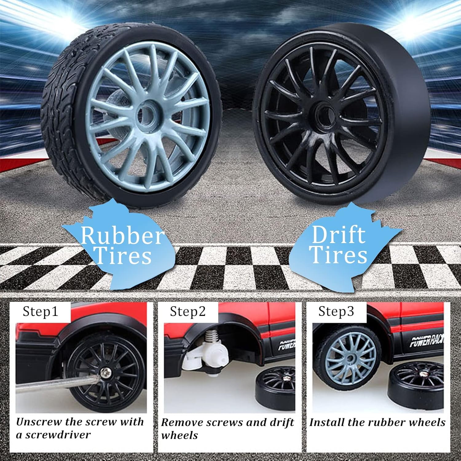 ATJIA Remote Control Car RC Drift Car 2.4GHz 1:24 Scale 4WD 15KM/H High Speed Drifting Tire Racing Sport Toy Car