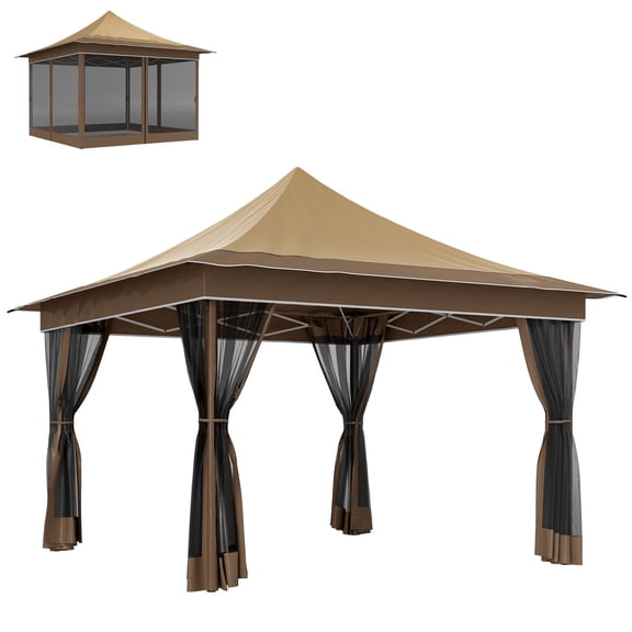 Dranite 12' x 12' Instant Pop Up Canopy Tent with Mesh Netting, UPF 50 Sun Shelter with Carry Bag