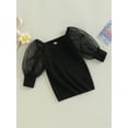 thumbnail image 3 of Bagilaanoe Toddler Baby Girl T Shirt Dress Mesh Long Puff Sleeve Off Shoulder Casual Dresses 12M 18M 24M 3T 4T 5T 6T Kids Loose Tops, 3 of 8