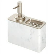 iDesign Dakota Soap Pump with Ring Tray, White Marble/Satin