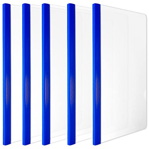 TOTiyea 12 Pack Clear Report Covers with Sliding Bars, Letter Size, 9mm(40 Sheet Capacity) Blue Sliding Bar File Folders
