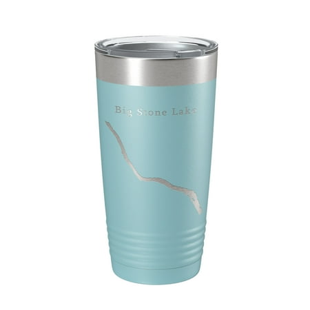 

Big Stone Lake Map Tumbler Travel Mug Insulated Laser Engraved Coffee Cup South Dakota Minnesota 20 oz Light Blue