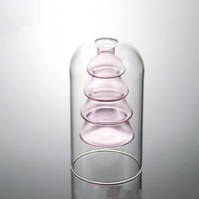 Empty Glass Reed Diffuser Bottle Refillable Aromatherapy Jars 1pc Glass Bud Vase Fragrance Accessories for Essential Oils, Small Flower Vase Table Centerpieces for Wedding Home Decor (pink-D)