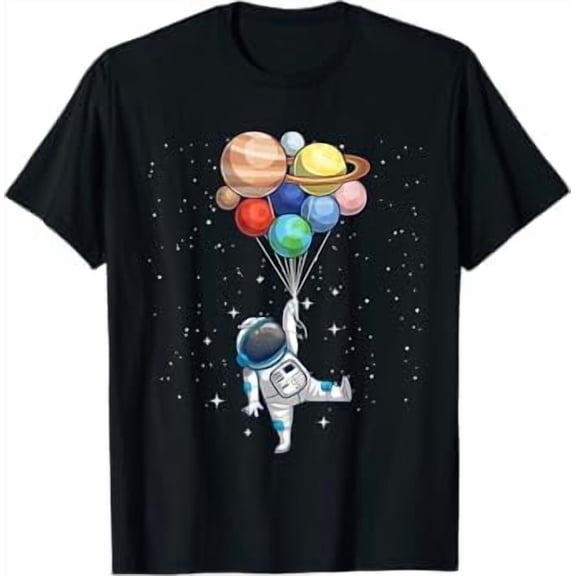 Greenink Funny Walking Astronauts in Space T-Shirt Space Themed for Men Women Outer Space Moon Galaxy Astronaut Pure Cotton Tee