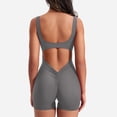 thumbnail image 7 of One Piece Workout Jumpsuits for Women Backless Tummy Control Sleeveless Jumpsuits V Back Yoga Romper Grey M, 7 of 7