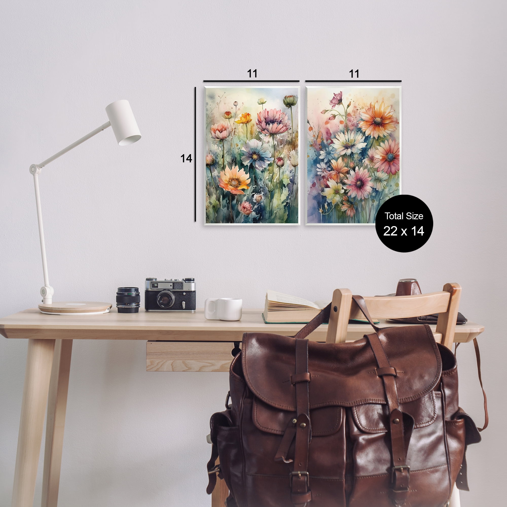 Stupell Industries Watercolor Daisy Field Flowers Plants & Flowers Painting Unframed Art Print Wall Art, 11 x 14, Set of 2