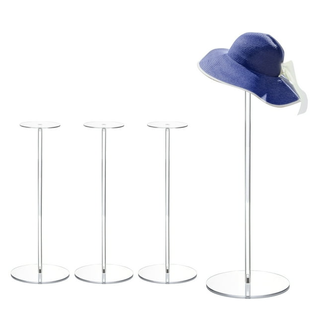 Soporte de exhibición de sombreros de acrílico 4 piezas de 13.8 pulgadas para pelucas, soporte para joyería, gorra de béisbol, sombrero fedora, sombrero de vaquero transparente