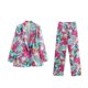 thumbnail image 2 of HH TRAF Conjunto de 2 piezas de moda para mujer, blazer ajustado de manga larga con solapa y estampado satinado y bolsillos, pantalón informal de pierna ancha y cintura elástica, 2 of 5