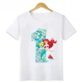 thumbnail image 4 of Camiseta de algodón con estampado de princesa sirena para niñas, ropa para niños de 1, 2, 3, 4, 5, 6, 7, 8 y 9 años, número de cumpleaños, camiseta con lazo para bebés y niños, 4 of 5