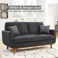 thumbnail image 3 of Aukfa Deep Seat Sofa Couch 65" Loveseat w/ 2 Pillows for Living Room Bedroom, Corduroy, Dark Gray, 3 of 10