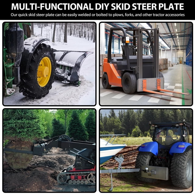 Kojooin 1/4" Mini Skid Steer Quick Attach Plate, Tractor Attachment Quick Attach Plate, Quick Attach Adapter for Tractor Forklift Accessories Mini Excavator Attachments