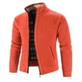 thumbnail image 3 of Ikevan Mens Winter Turtleneck Zipper Long Sleeve Knitted Sweater Top Outwear Coat Orange XXXL, 3 of 3